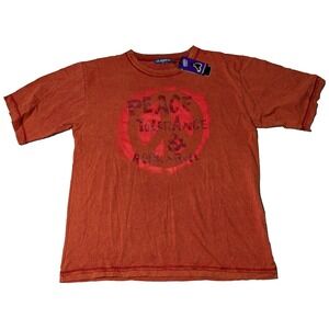 PEACE TOLERANCE & ROCK N ROLL BSN SPORTS WEAR Men Large Orange T-Shirt NEW